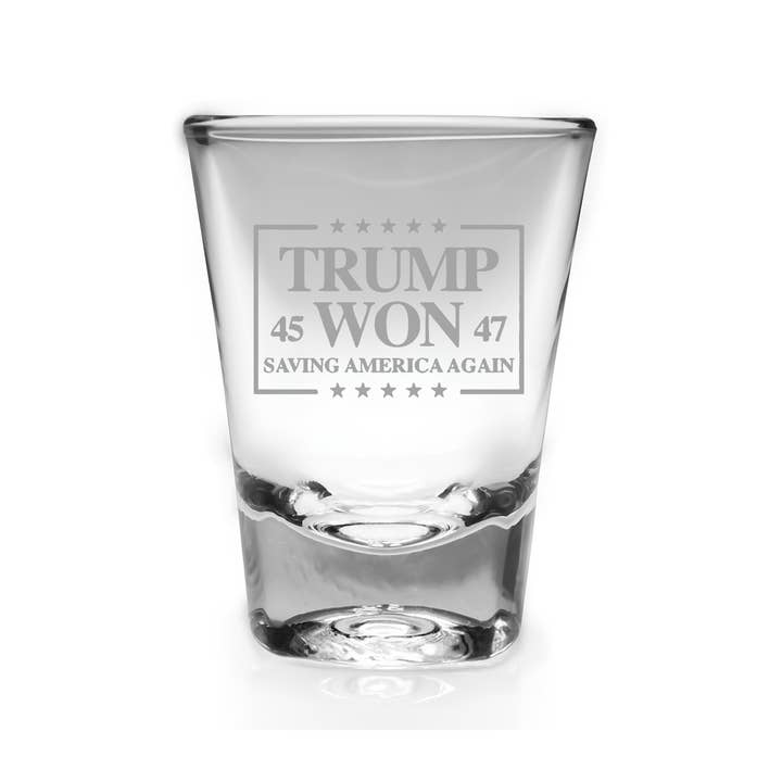 Old Southern Brass - Venta al por mayor Vaso de chupito - Trump ganó: Saving America Again, vaso de chupito grabado con láser