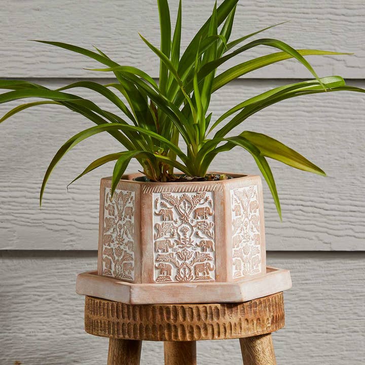 SERRV International - Wholesale Plant Pot - Geo Elephant Terracotta Planter