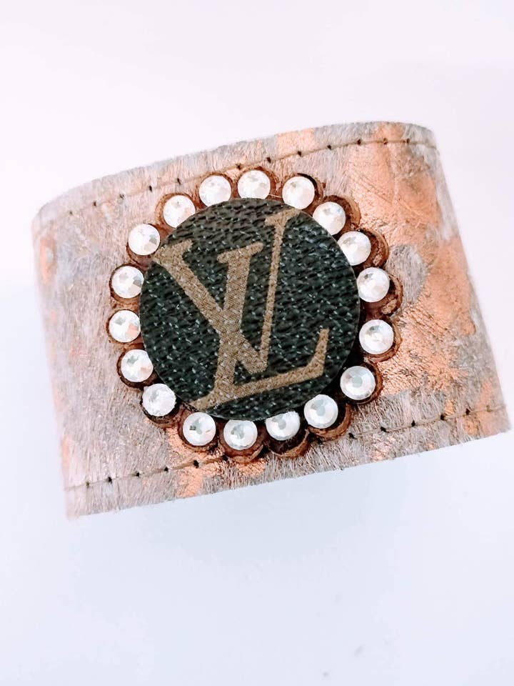 Bronze Metallic Leather - Upcycled Wide Cuff for wholesale by Contagious Couture