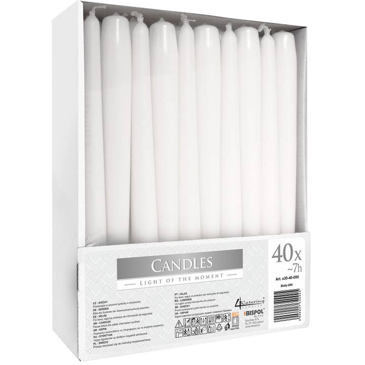 Ancient Wisdom - Wholesale Tapered Candle/Candlestick - Taper Candle - White1