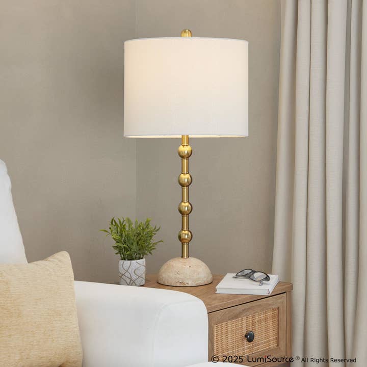 LumiSource and Grandview Gallery - Wholesale Accent/Desk Lamp - Malibu 27" Table Lamp - Set of 2 in Travertine7