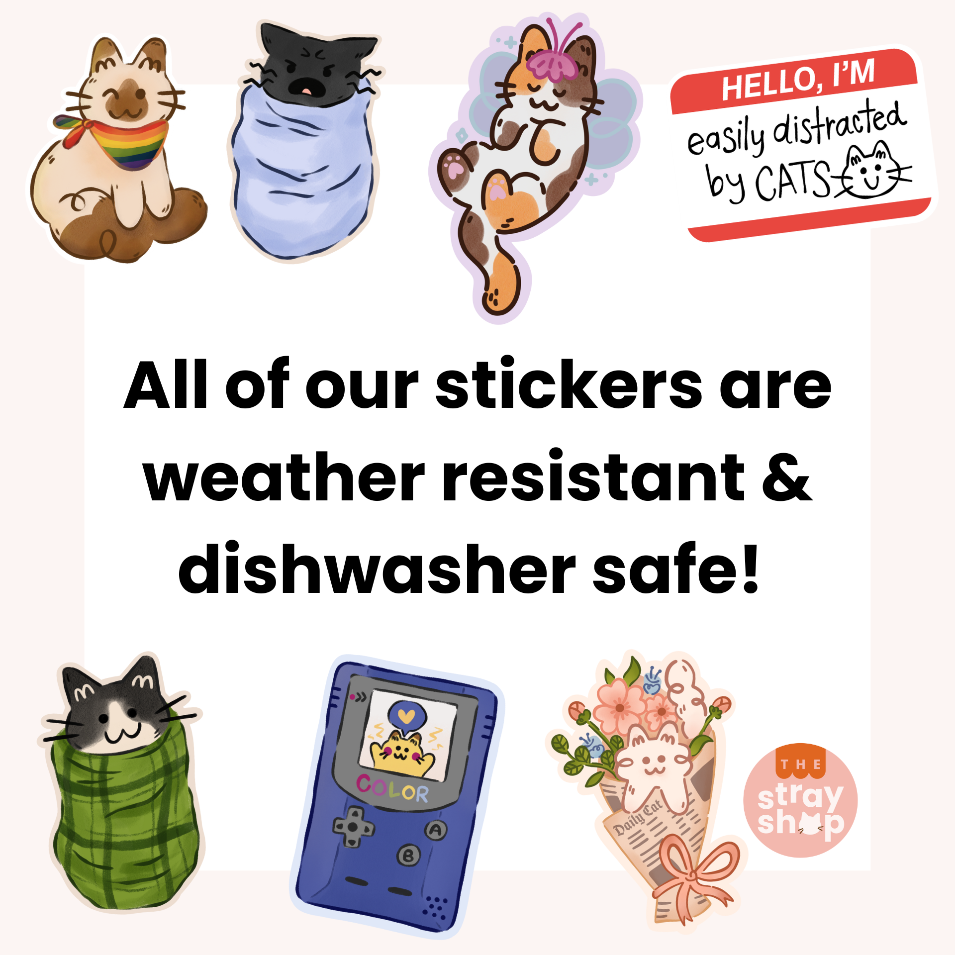 The Stray Shop – Großhandel Aufkleber – Powered by Cats & Coffee Bumper Sticker2