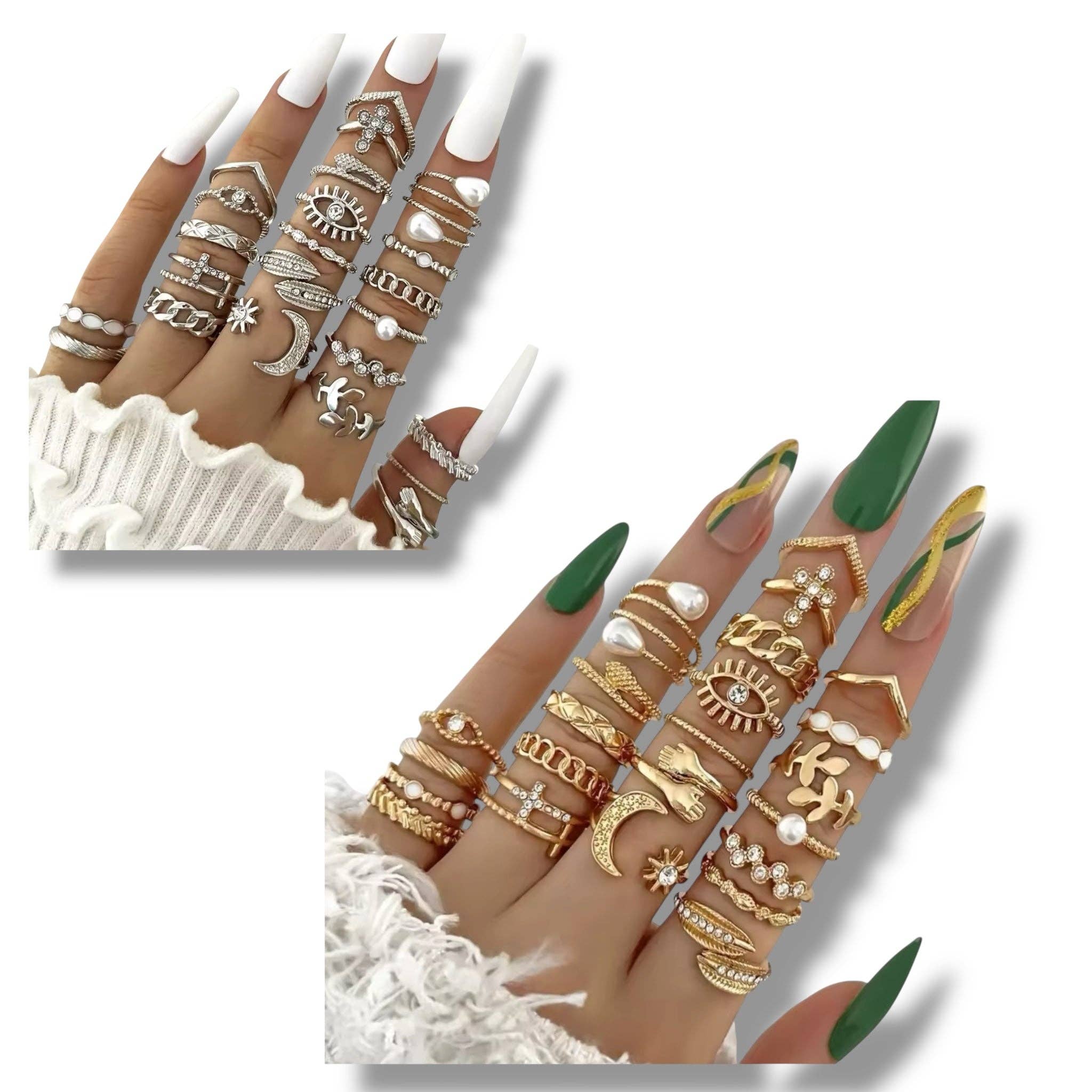 Kinky Pleasure - Wholesale Jewelry Set - Kinky Pleasure - AX113 - Ring Set 23 Rings In Gold Or Silver - In Display Box11