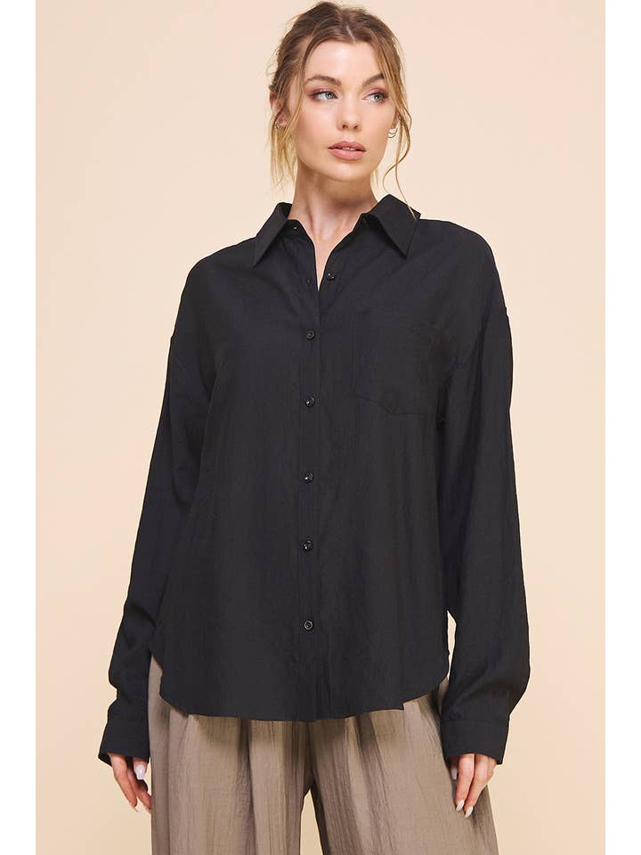 Allie Rose - Wholesale Button Down Shirt - Women's - Easy Textured Button Front Shirt