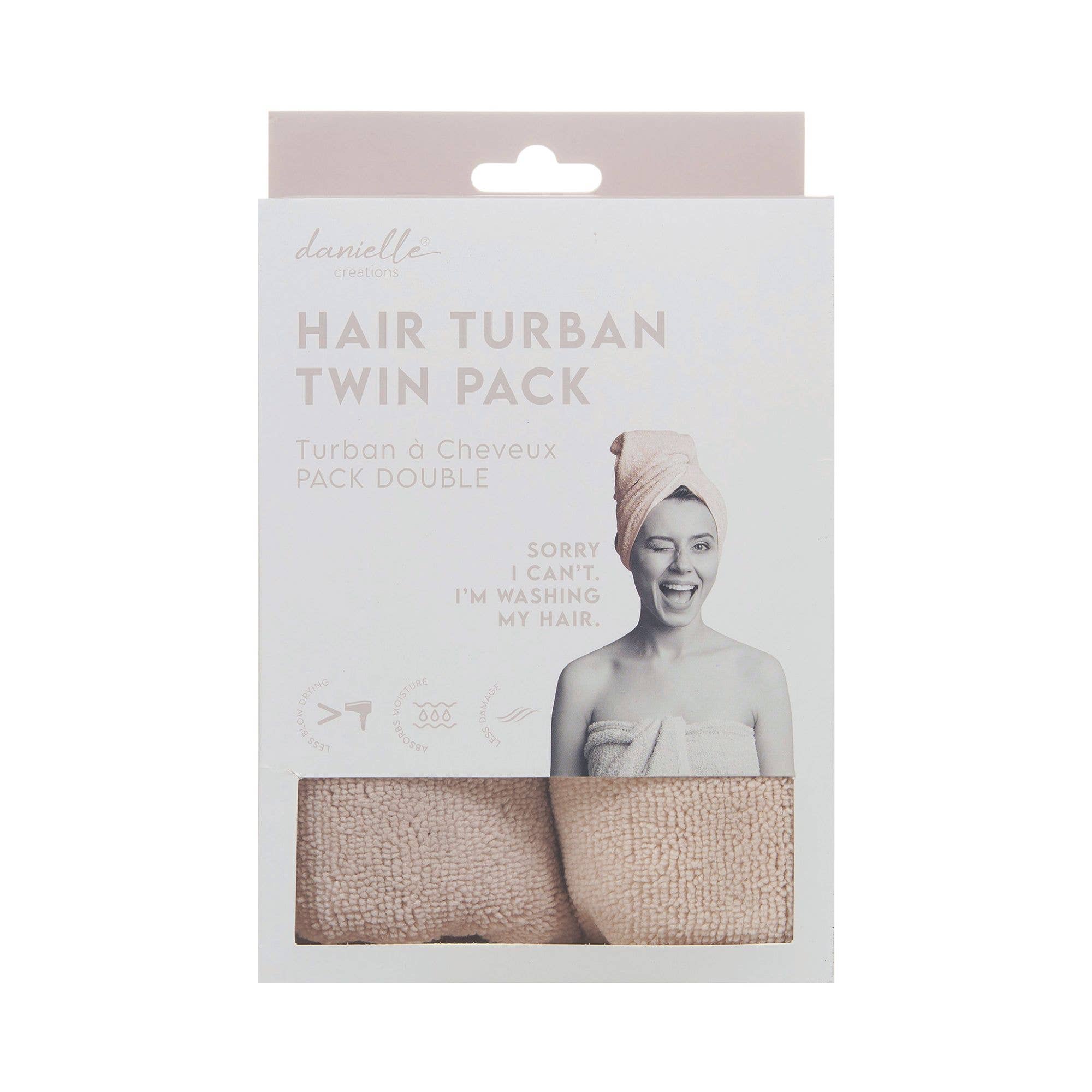 Danielle Creations – wholesale Hair towel/wrap – Danielle Creations Hair Turban Twin Pack - Grey & Cream