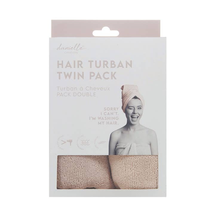 Danielle Creations – wholesale Hair towel/wrap – Danielle Creations Hair Turban Twin Pack - Grey & Cream0