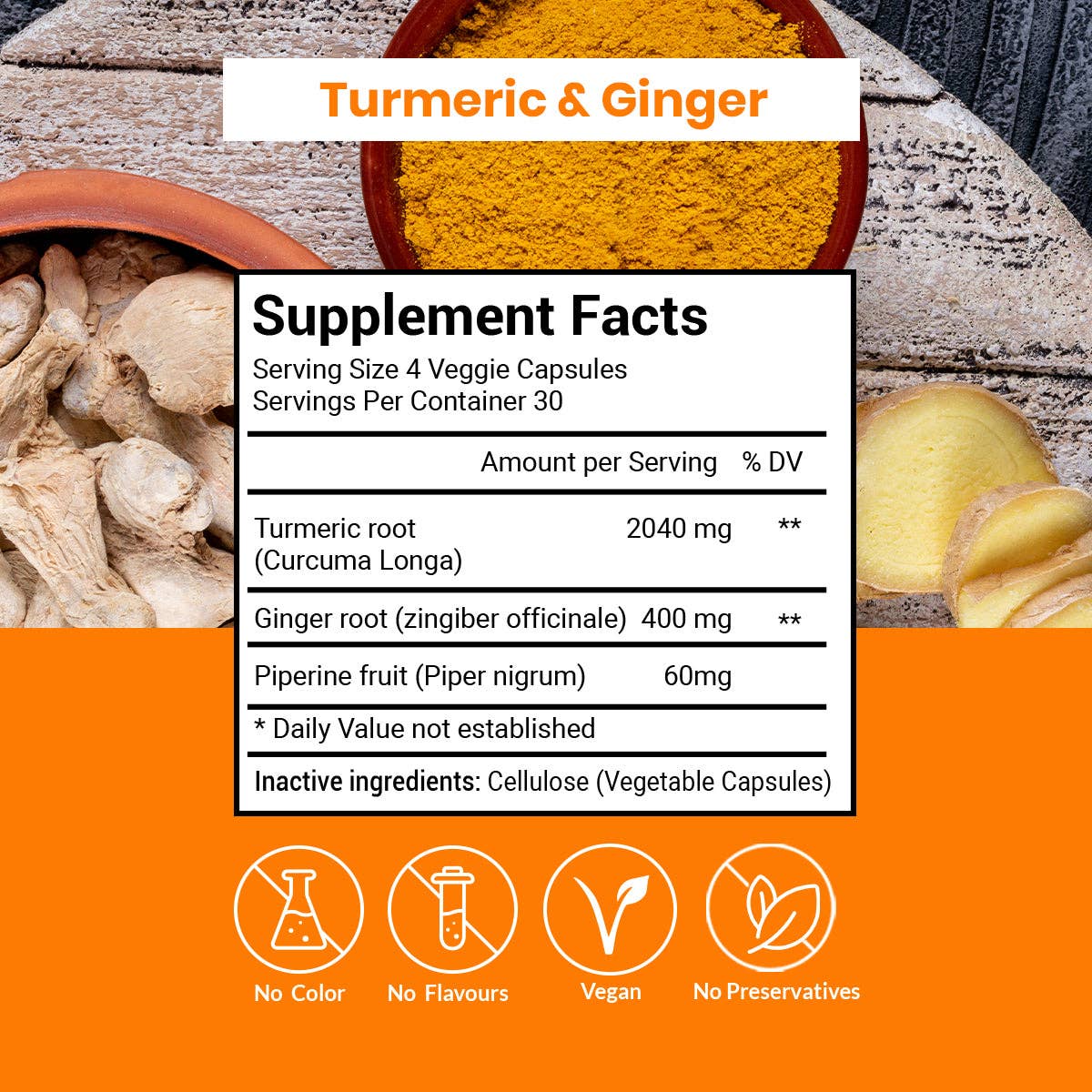 Earthly Love Imports - Wholesale Oral Supplement/Vitamin - Turmeric & Ginger Capsules3