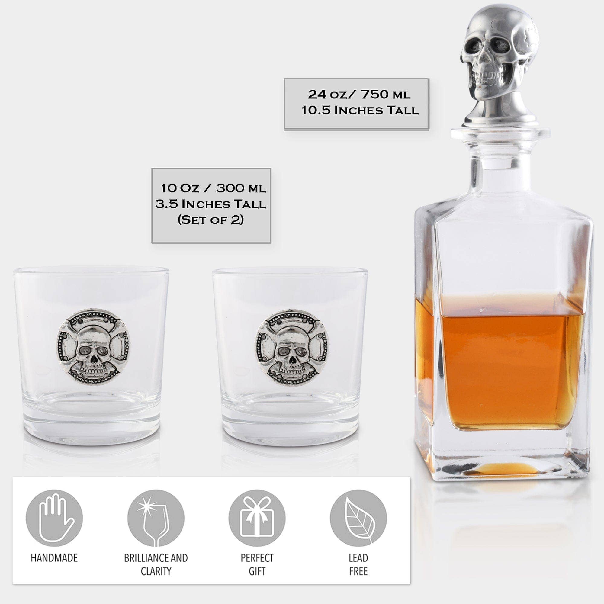 Arthur Court - Wholesale Decanter - Skull Decanter Set with a set Double old Glasses2