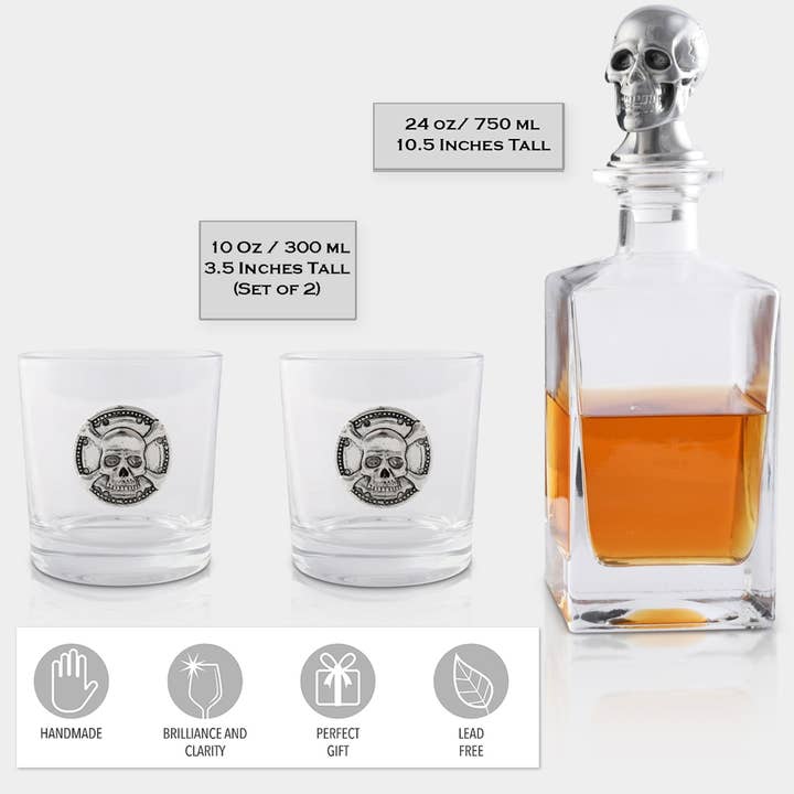 Arthur Court - Wholesale Decanter - Skull Decanter Set with a set Double old Glasses2