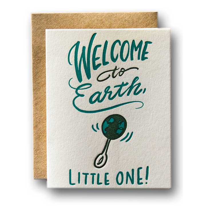Ladyfingers Letterpress - Wholesale Baby Card - Welcome To Earth Card
