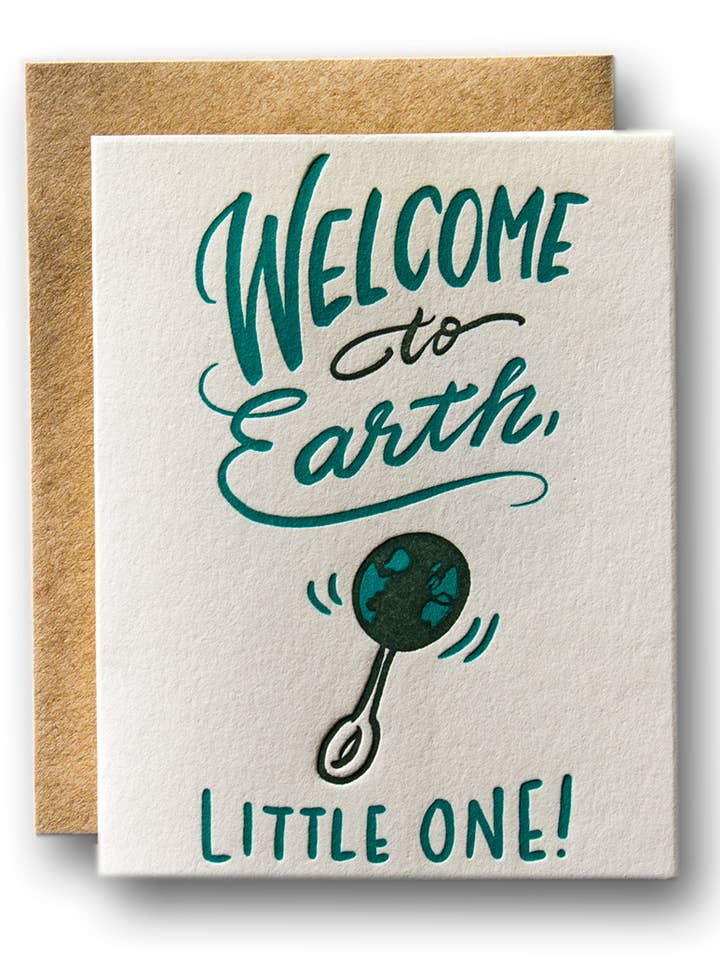 Carte de bienvenue sur Terre pour la vente par Ladyfingers Letterpress
