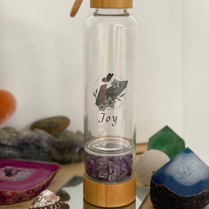 Juicey Gems – Großhandel Trinkflaschen – KOMBI-PAKET A Quarz-Kristall-Wasserflaschen