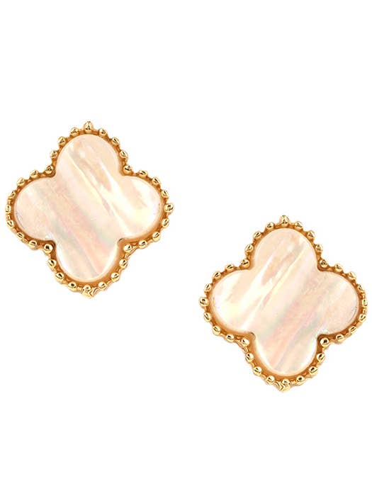 ( HX1017 ) MOP QUATREFOIL EARRING for wholesale by Jewelry Max