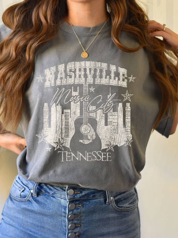 T-SHIRTS GRAPHIQUES NASHVILLE MUSIC CITY pour la vente par Rustee Clothing