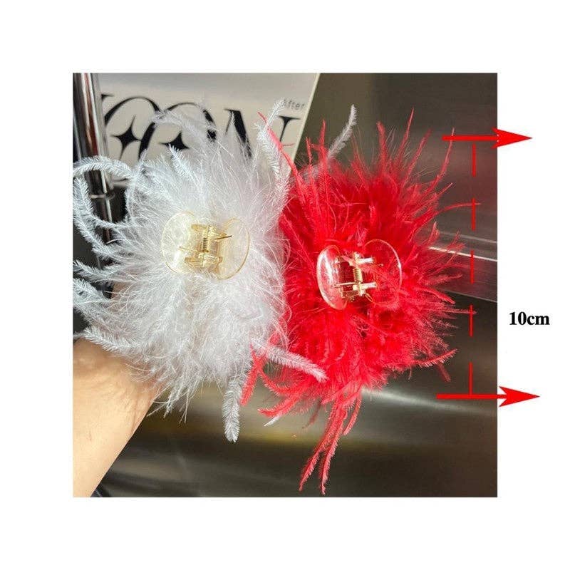 FurDecoration - Wholesale Hair Clip - Women's - Luxurious Genuine Ostrich Feather Large Hair Claw Clip6