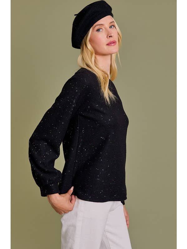 Black LONG SLEEVE ONE SHOULDER PUNCHINELLA TOP for wholesale on Faire2