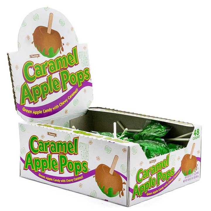 O'Shea's Candies Sweet Shop - Wholesale Lollipop - Lollipop Tootsie Roll Caramel Apple 🍏 🍏 Display Box 48CT