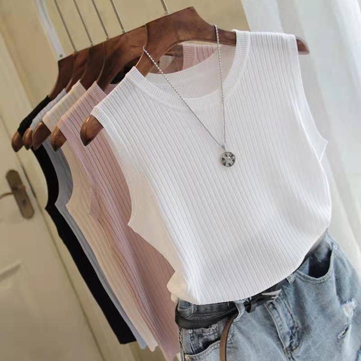 Hope & Sunshine - Wholesale Tank Top - Women's - Slim Ice Silk Sleeveless Knit Tank Top
