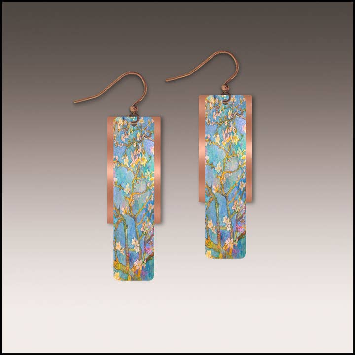 Almond Branches Copper Accent Multilayer Earrings for wholesale by Illustrated Light & DC Designs