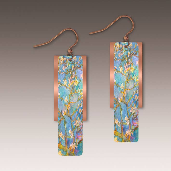 Almond Branches Copper Accent Multilayer Earrings for wholesale by Illustrated Light & DC Designs