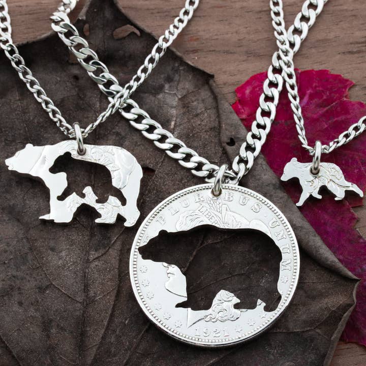 Far Bjørn, Mor Bjørn og Baby Bjørn Halskæder for engroshandel hos NameCoins