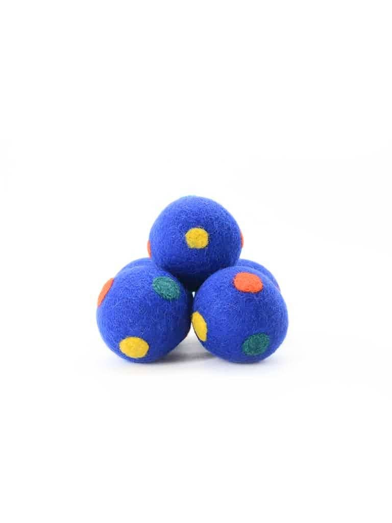 Woollyfelt - Wholesale Pet Toy - Cat/Dog - Blue Wool Felt Dot Balls3