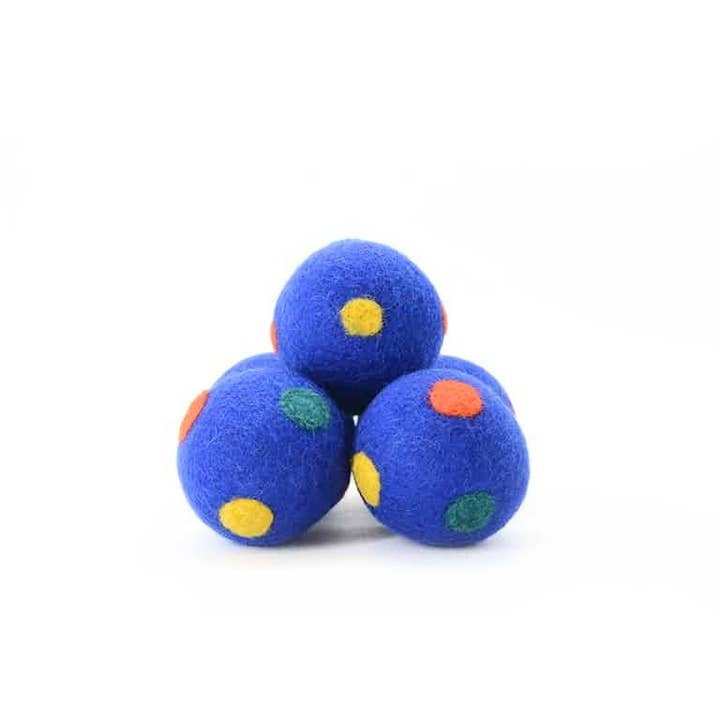 Woollyfelt - Wholesale Pet Toy - Cat/Dog - Blue Wool Felt Dot Balls3
