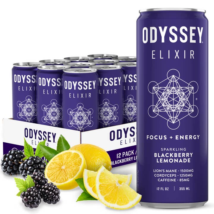 Odyssey Elixir - Wholesale Sports/Energy Drink - Blackberry Lemonade 85mg Sparkling Mushroom Energy