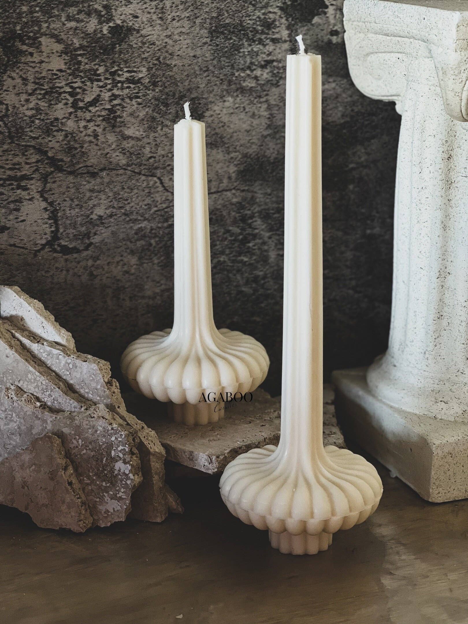 Agaboo Candle - Wholesale Pillar Candle - Elegant Large Striped Vase Pillar Candles 3