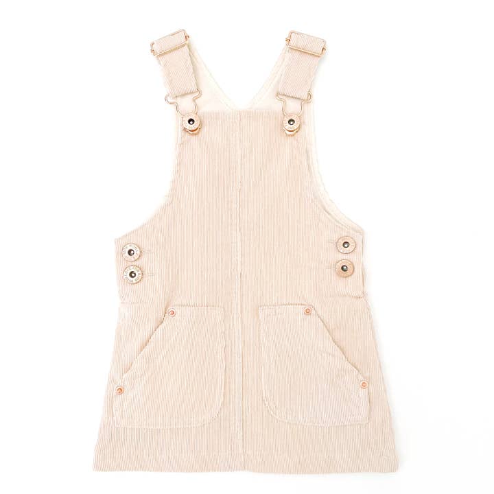 Hazel Cord Pinafore Dress - STONE for wholesale by With Love for Kids