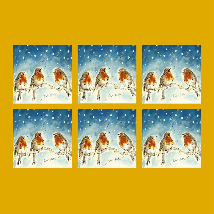 Anna Wright Ltd - Wholesale Christmas Card - Choir Practice Robin Christmas Card Pack (pack of 6)