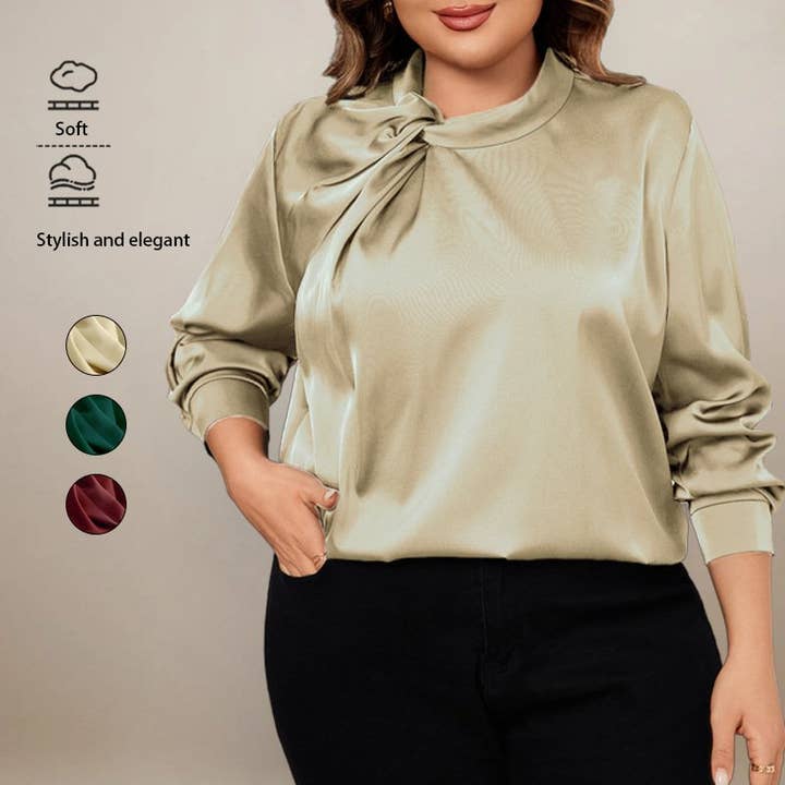 Ensfarvet løs pasform langærmet skjorte til kvinder for engroshandel hos Halcyon Outfitters®