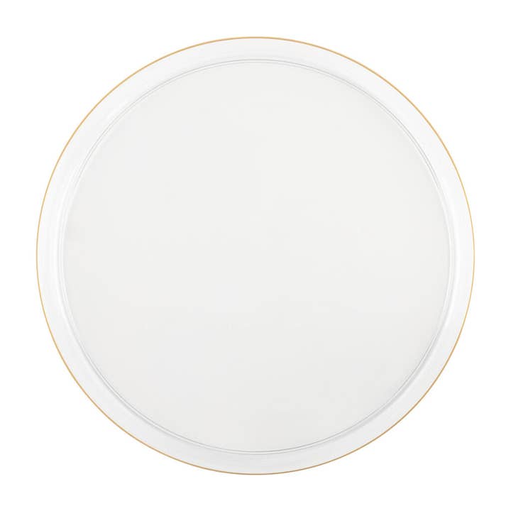 Clear and Gold Rim Round Plastic Plates (10 Pack) - Sharp for wholesale by Posh Setting