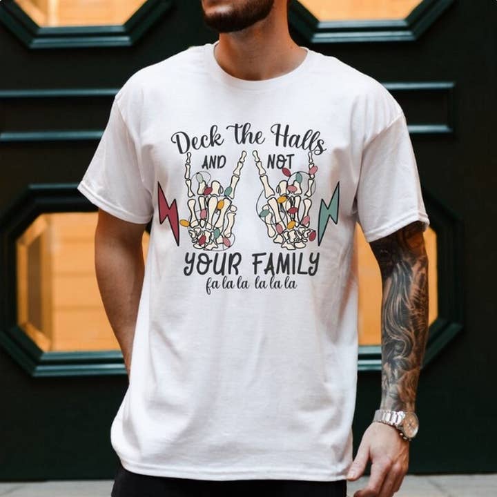 Deck the Halls Not Your Family Funny Christmas Shirt, Holida for wholesale by AJCanvasPrints