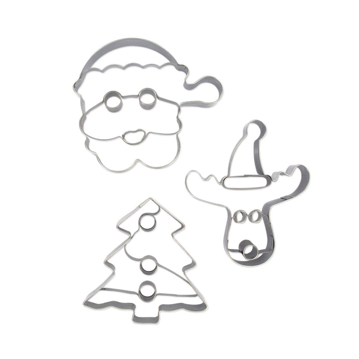 Zenker – wholesale Juldekoration – Uppsättning av 3 jul kaka cutters (jultomten, julgran, ren)1