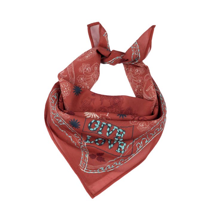 Give Love Paisley Embroidered Bandana - Terracotta for wholesale by Vismaya - A Brand by Shivani LLC