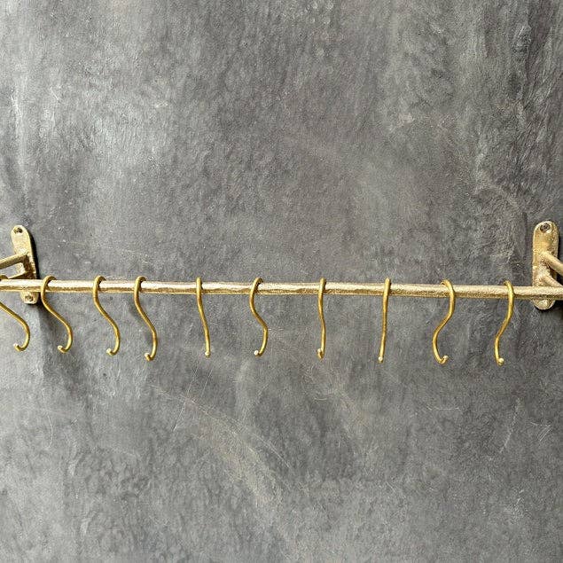 Artihand - Wholesale Kitchen Storage/Organizer - Unlacquered Brass Wall Mounted Pot Rack, Hanging Kitchen Rail, Hanging Pan Holder With Hooks2