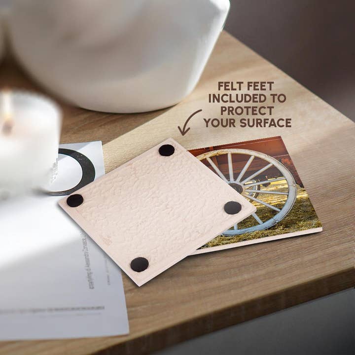 3dRose - Vente Sous-verre - 3dRose, État de Washington, Palouse. Vieilles roues de chariot provenant des fermes de blé locales., Dessous de verre3