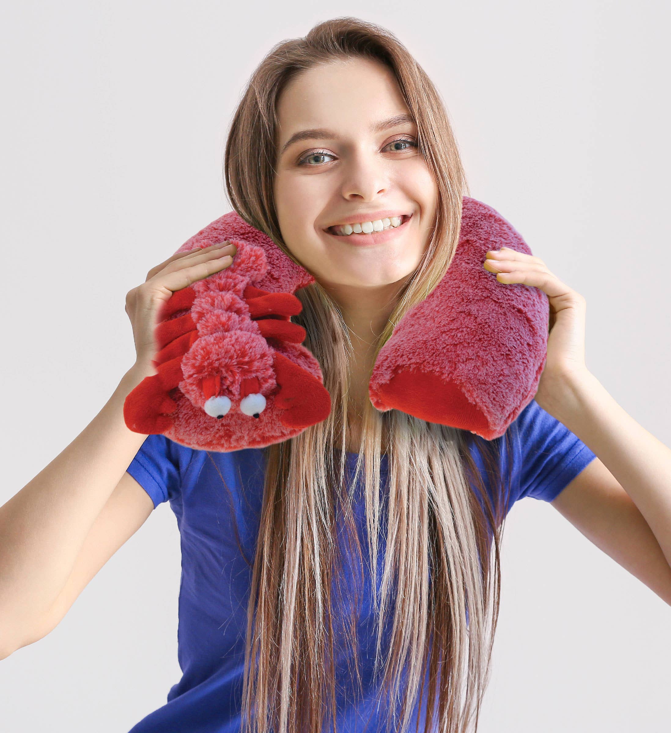 Cota Global – Peluche - Crianças e bebés por atacado – Almofada de Pescoço Super Macia - Lagosta Vermelha6