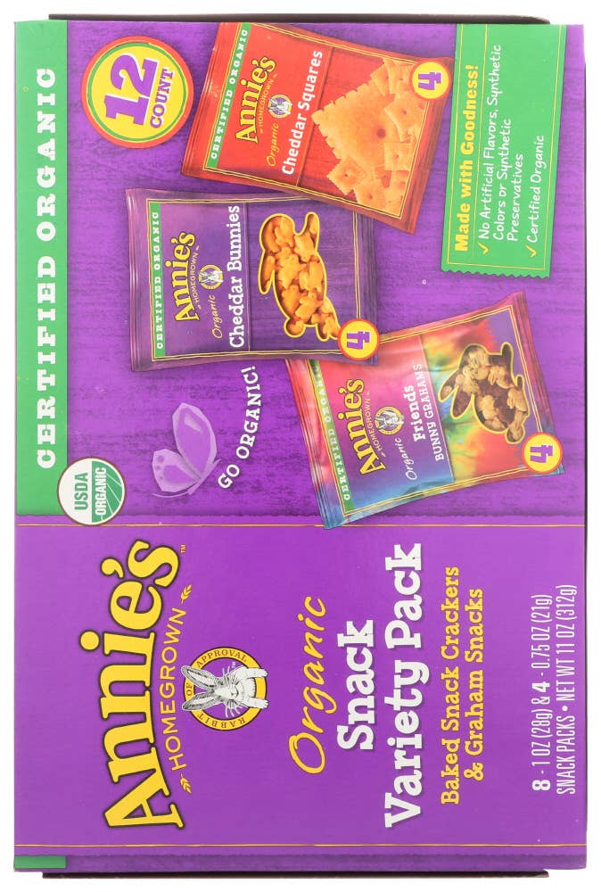 KeHE Distributors, LLC - Wholesale Crackers - Annie's Homegrown Cookie Cracker Variety Pack 12Ct 11 oz1