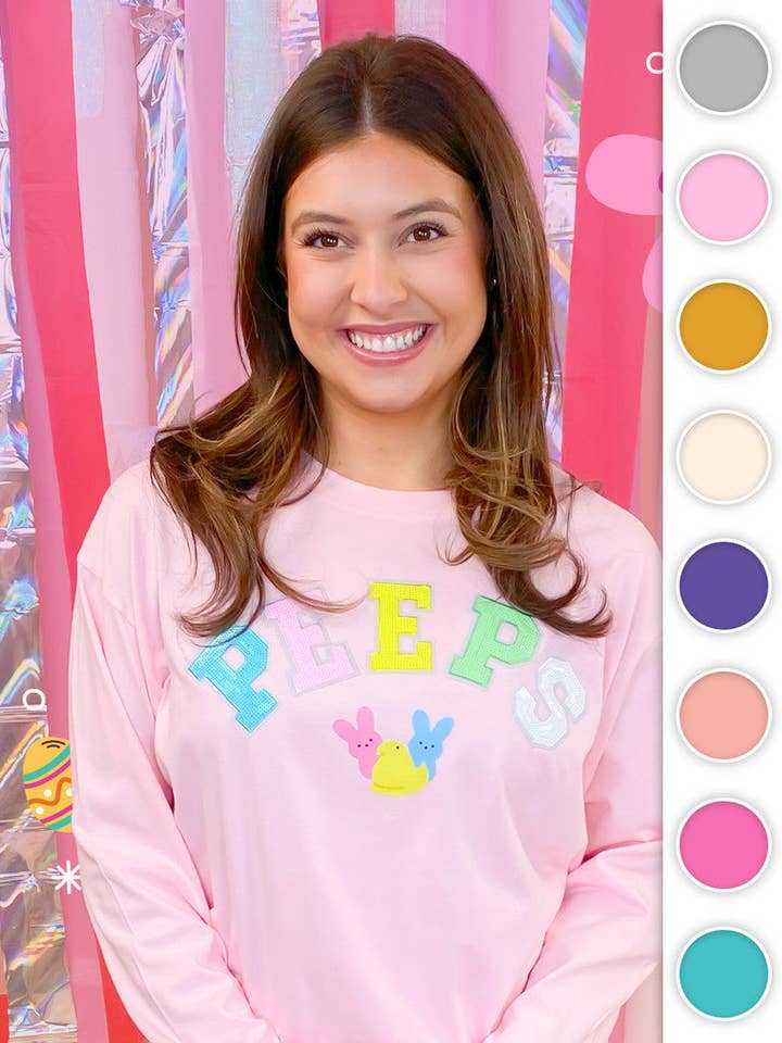 Peeps Sequin Easter Graphic Long Sleeve T-Shirt for wholesale by Sugar Stitch
