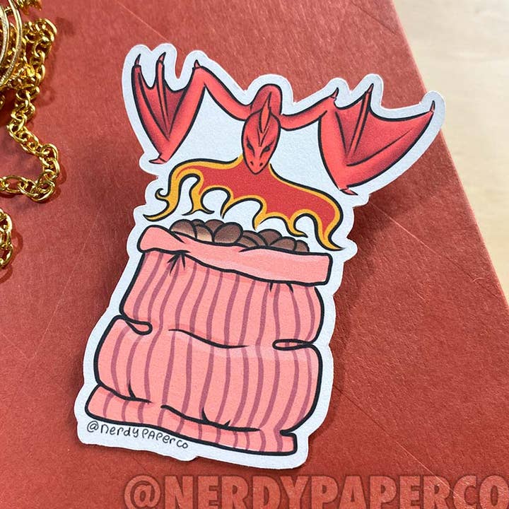 Dragon Roasted Nuts - Handgetekende waterdichte vinylsticker voor wholesale door NERDY PAPER CO.