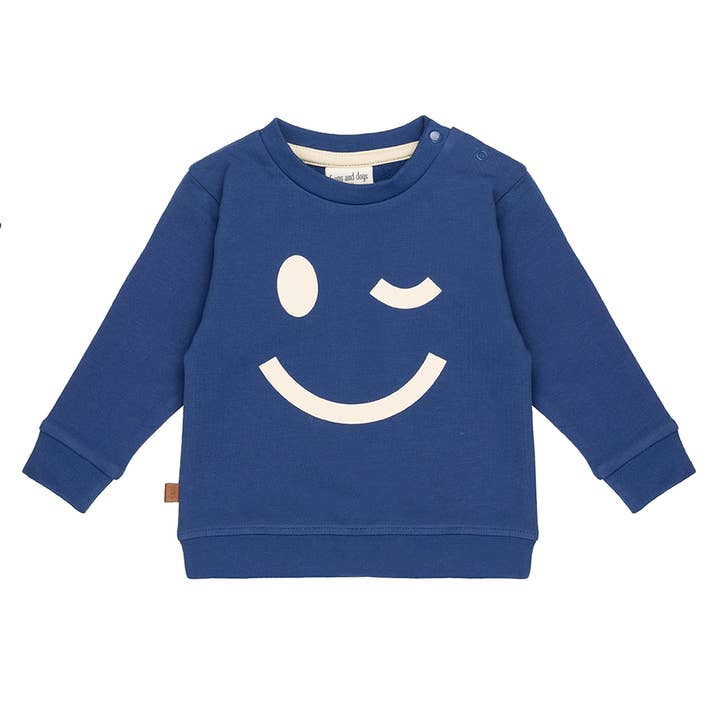 Sweat à logo Smile Big pour bébé | Bleu crépuscule pour la vente par Frogs & Dogs