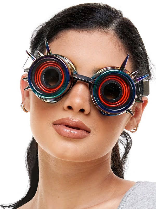 KBW Global Corp. - Wholesale Sunglasses/Glasses Strap - Unisex - Light-Up Rainbow Spike Goggles