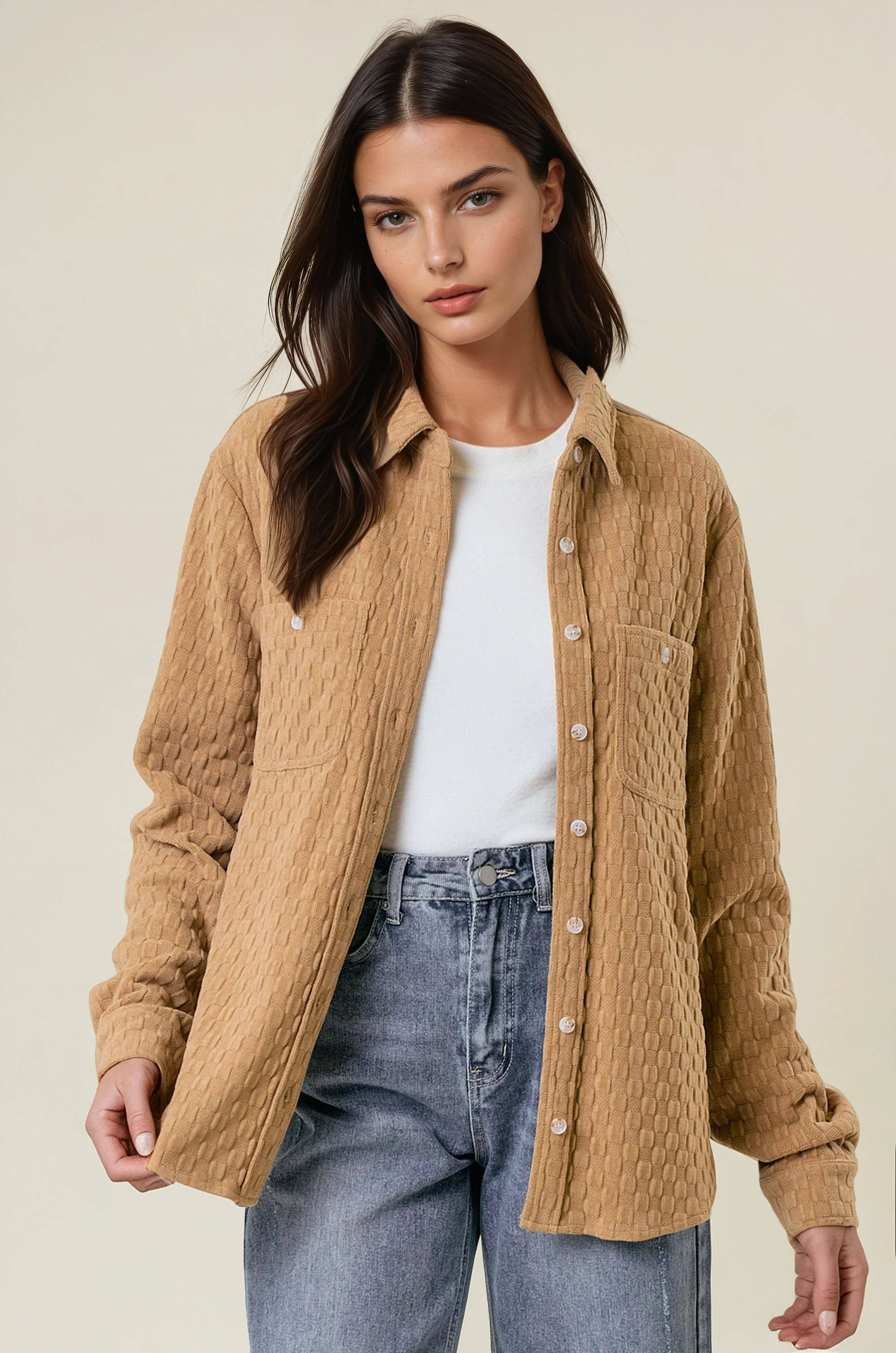 Doe and Rae - Vente Chemise à col boutonné – femme - CHEMISE BOUTONNÉE TEXTURÉE - 43670T-10