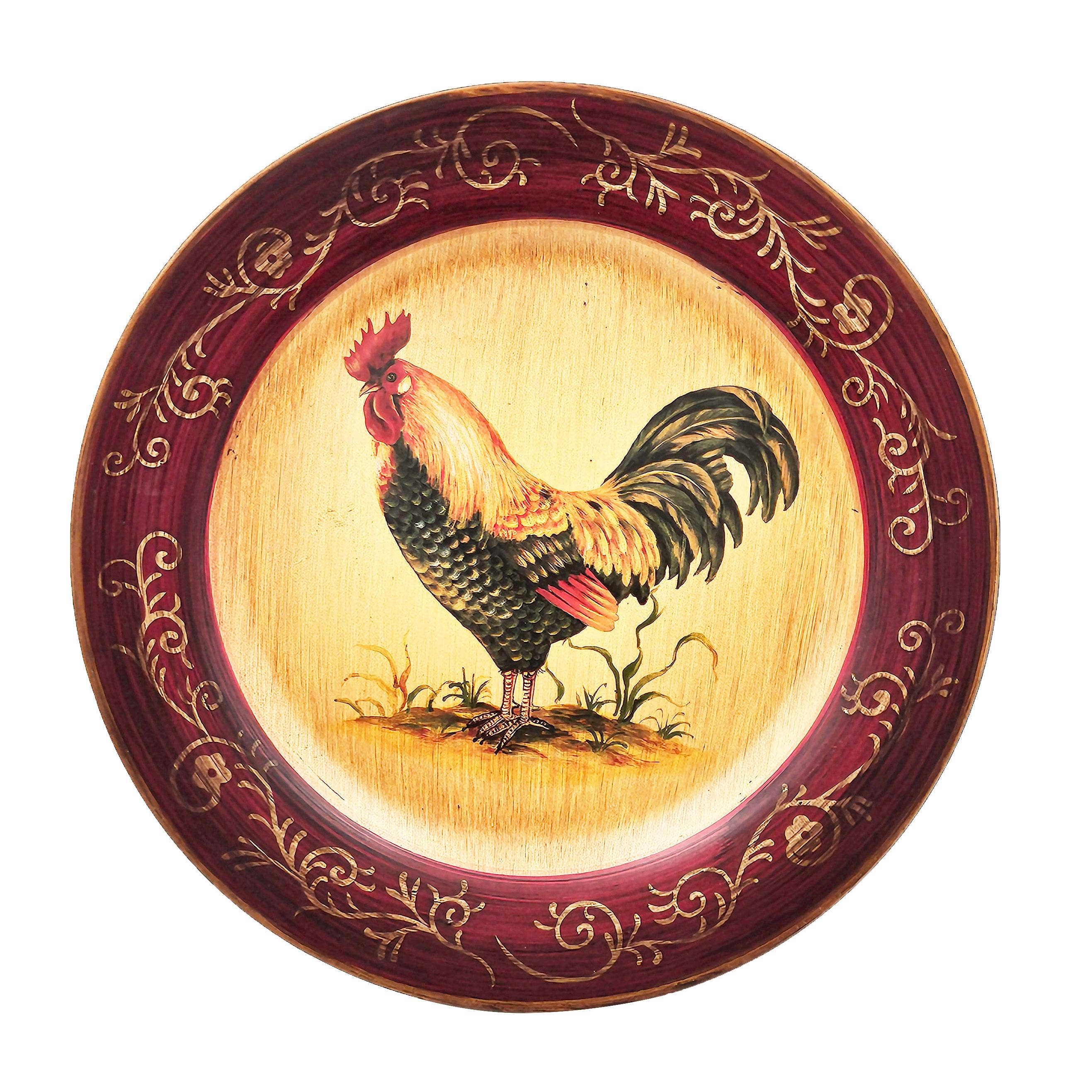 A&B Home Group Inc. – wholesale Decorative plate/dish/bowl – D10'' Red Rooster Plate 4 Assortment - Burgandy/Beige3