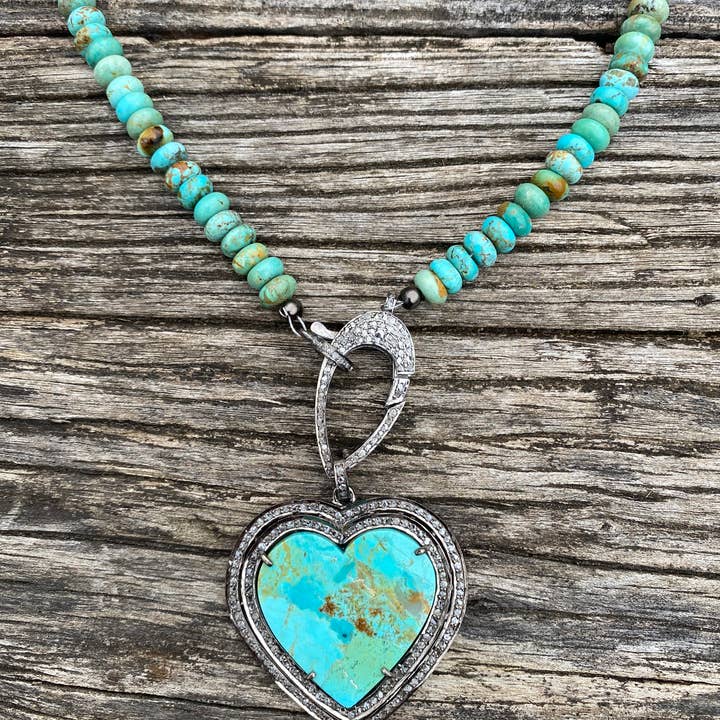 ILISSA MICHELE JEWELRY - Wholesale Beaded/Pearl Necklace - Turquoise Beaded Necklace with Diamond Clasp4