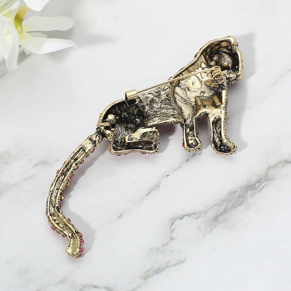 Sensibling Corp. – Großhandel Broschen – Steinverzierte Leoparden-Brosche5