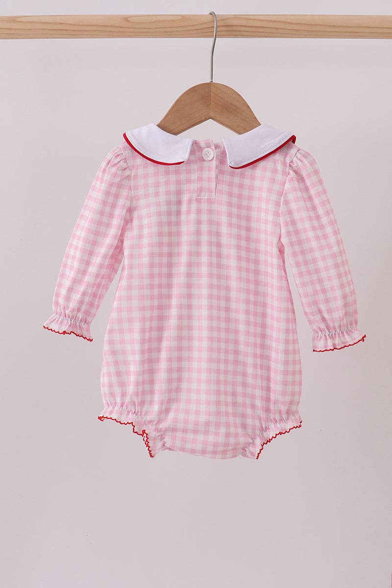 Mom & Co. – wholesale Bodysuit (non-footed) – Baby – Pink santa claus embroidery gingham bubble3