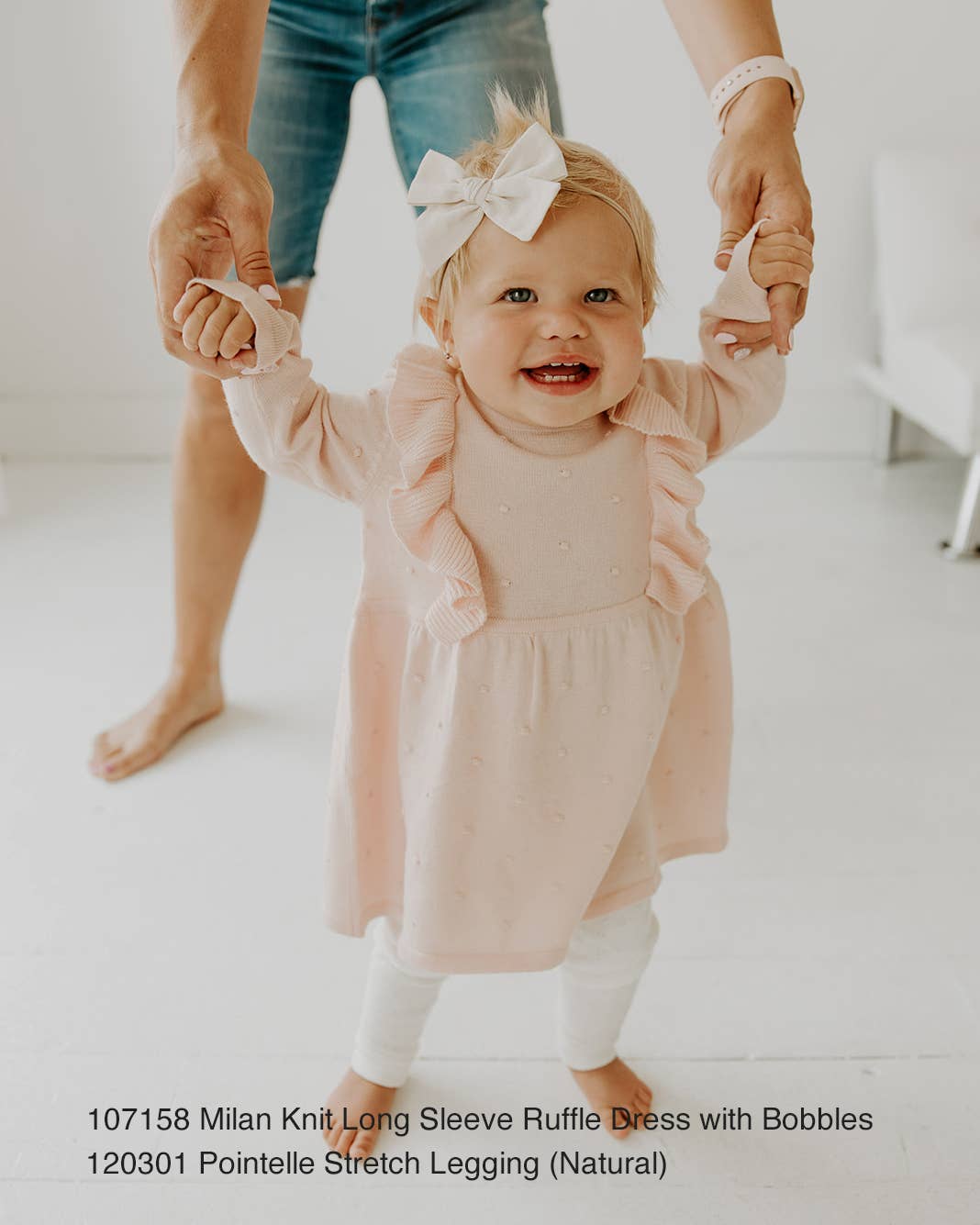 Viverano Organics - Wholesale Dress - Baby - Milan Ruffle Bobble Baby Sweater Knit Dress (Organic Cotton)9